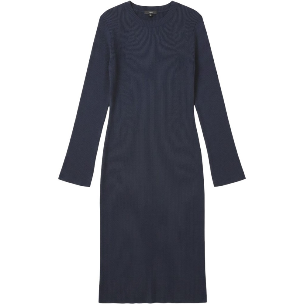J Crew Sweater Dress Women Small Navy Blue Ribbed Knit Long Sleeve Midi Preppy
